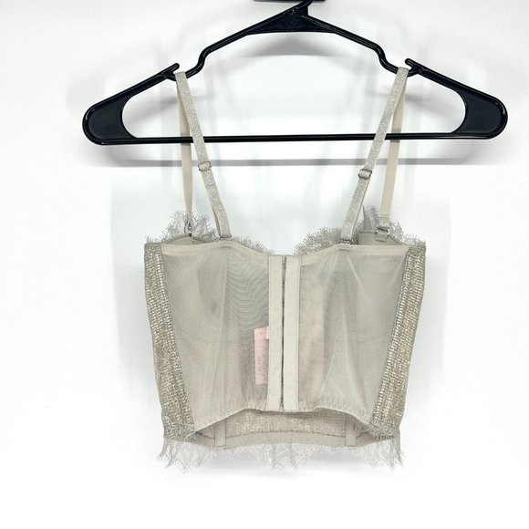 Victoria's Secret Dream Angels Bustier Gold Chantilly Lace Lined Strapless - Picture 7 of 12